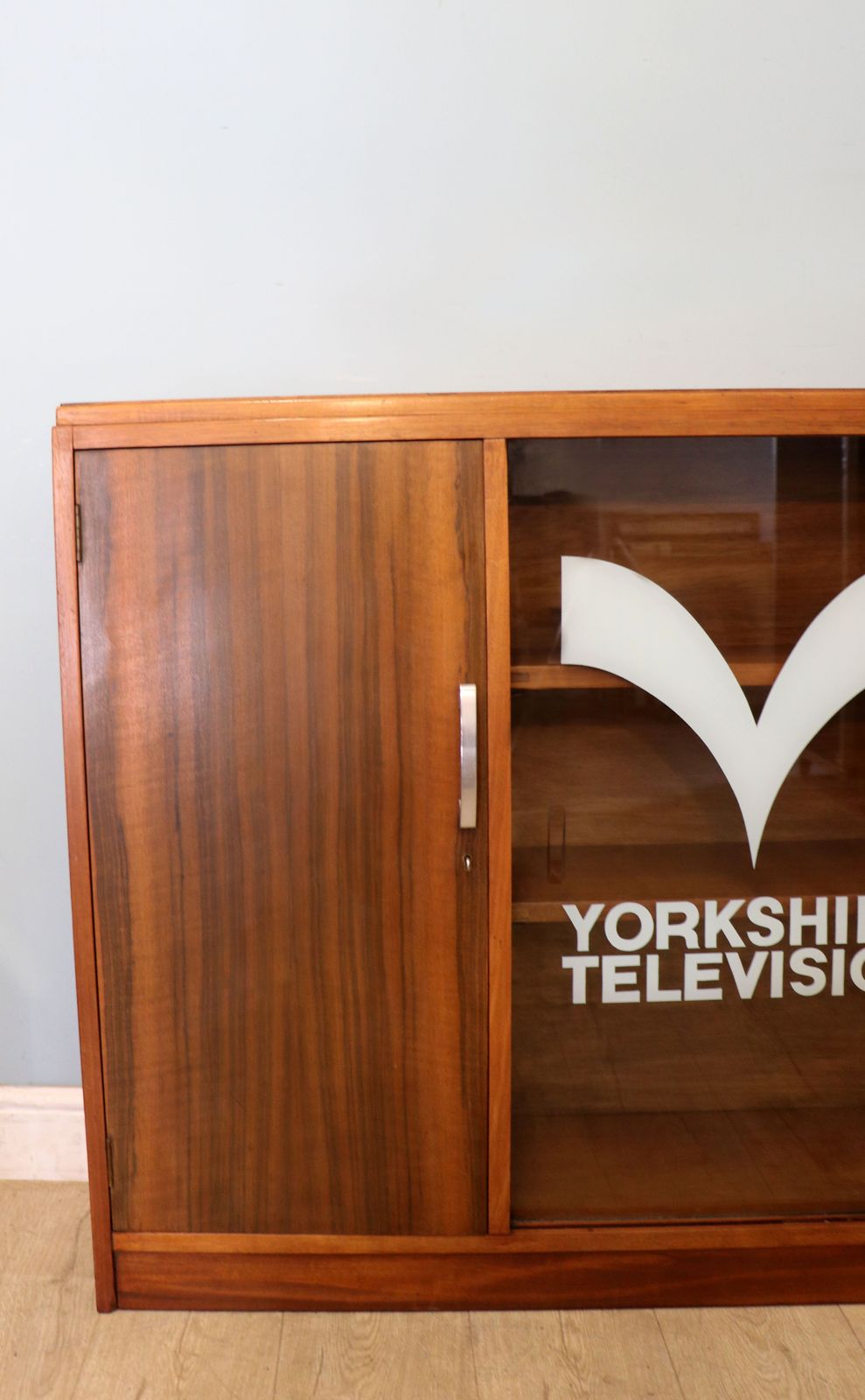 photo for sale A  Mid Century Retro Style Display Cabinet By Cresta, Sign Written Yorkshire Television.