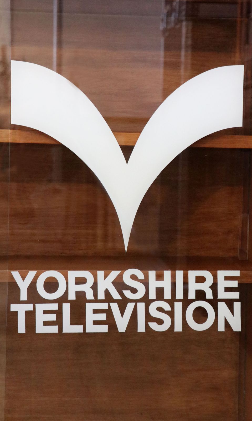 595.0 A  Mid Century Retro Style Display Cabinet By Cresta, Sign Written Yorkshire Television. photo