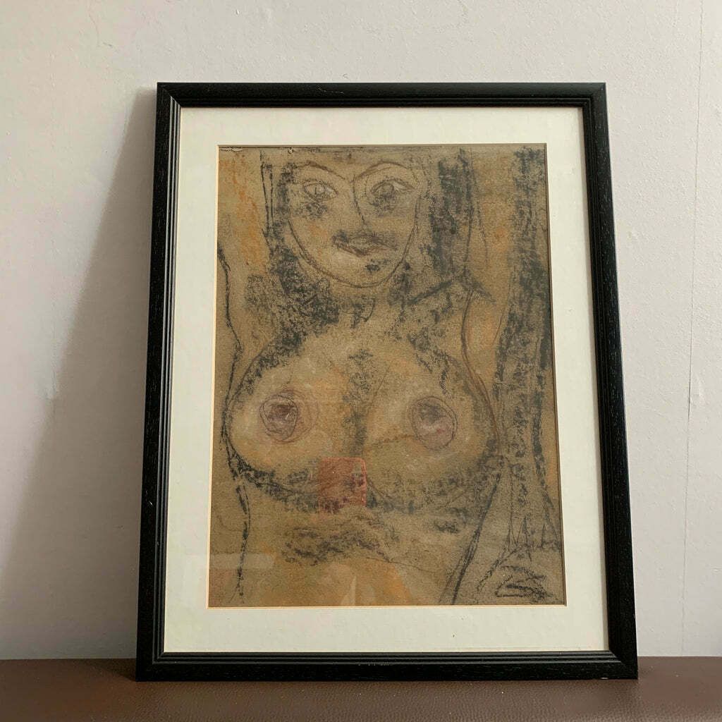 Nude Woman Painting Framed Contemporary Style photo furniture