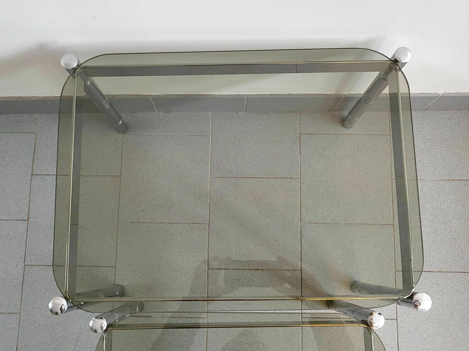 photo furniture Set Of 3 Vintage Nest Of Tables 1970 Chrome Steel & Smoked Glass 70s Retro