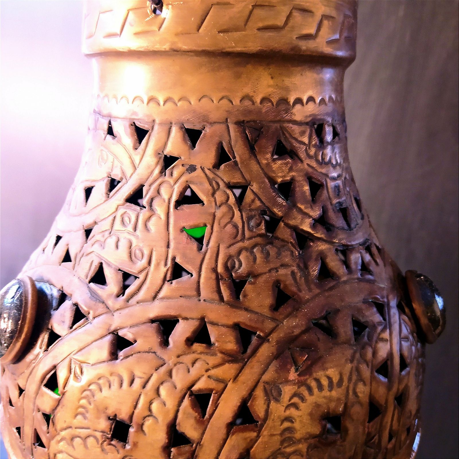 Antique Turkish Pierced Brass Pendant Light photo Lighting