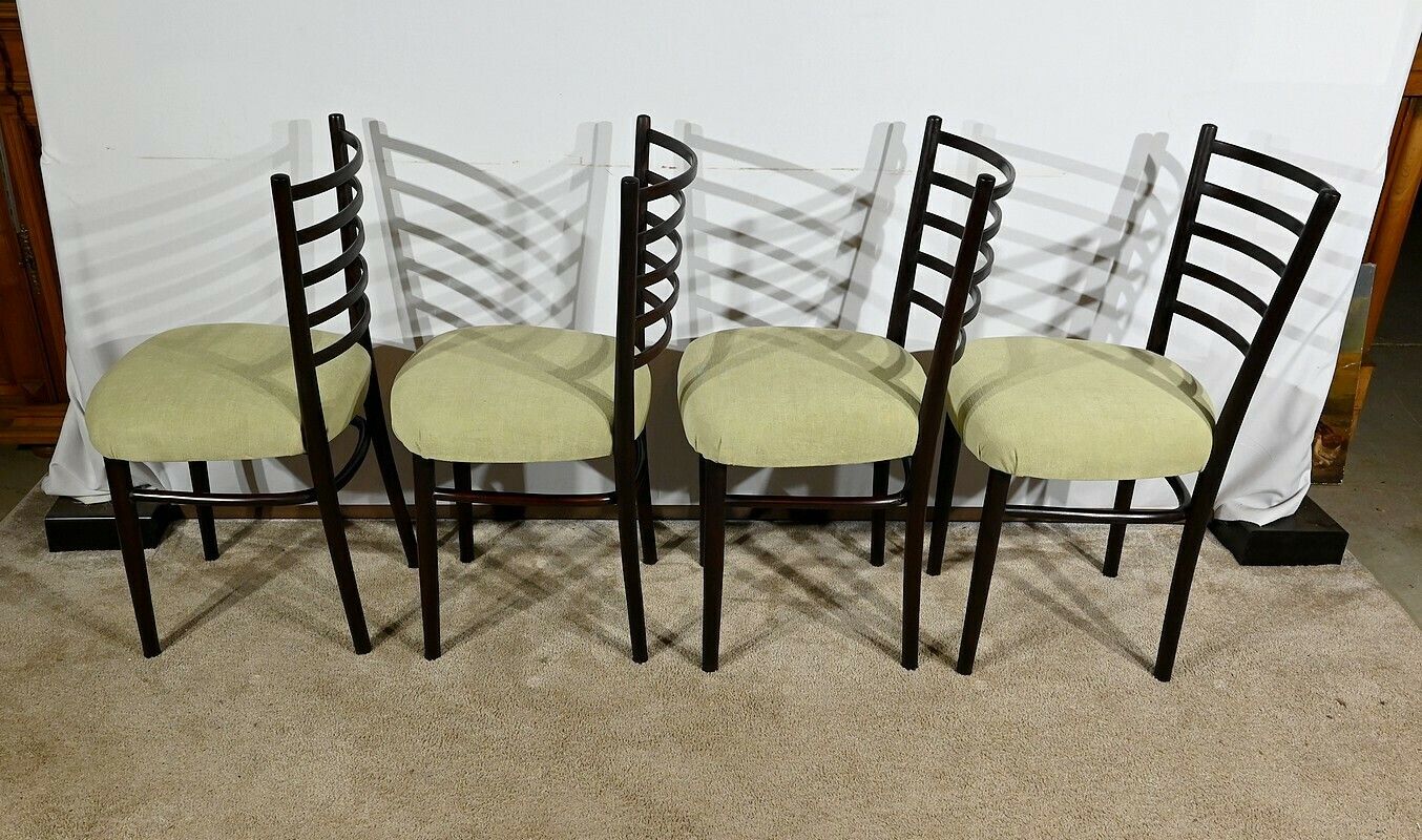 Suite Of 4 Scandinavian Chairs In Stained Wood – 1960 photo for sale