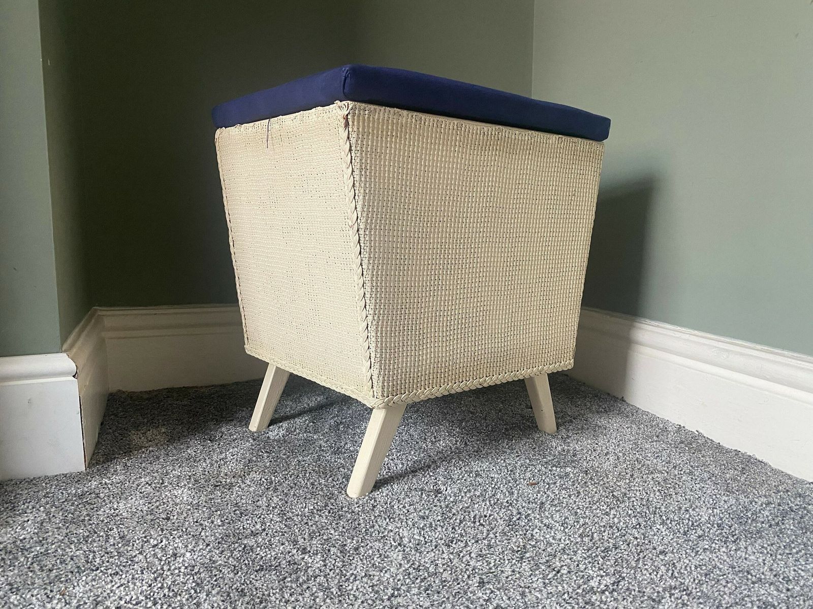 Lloyd Loom Style Linen Basket Ottoman Storagetrunk Wash Basket photo buy