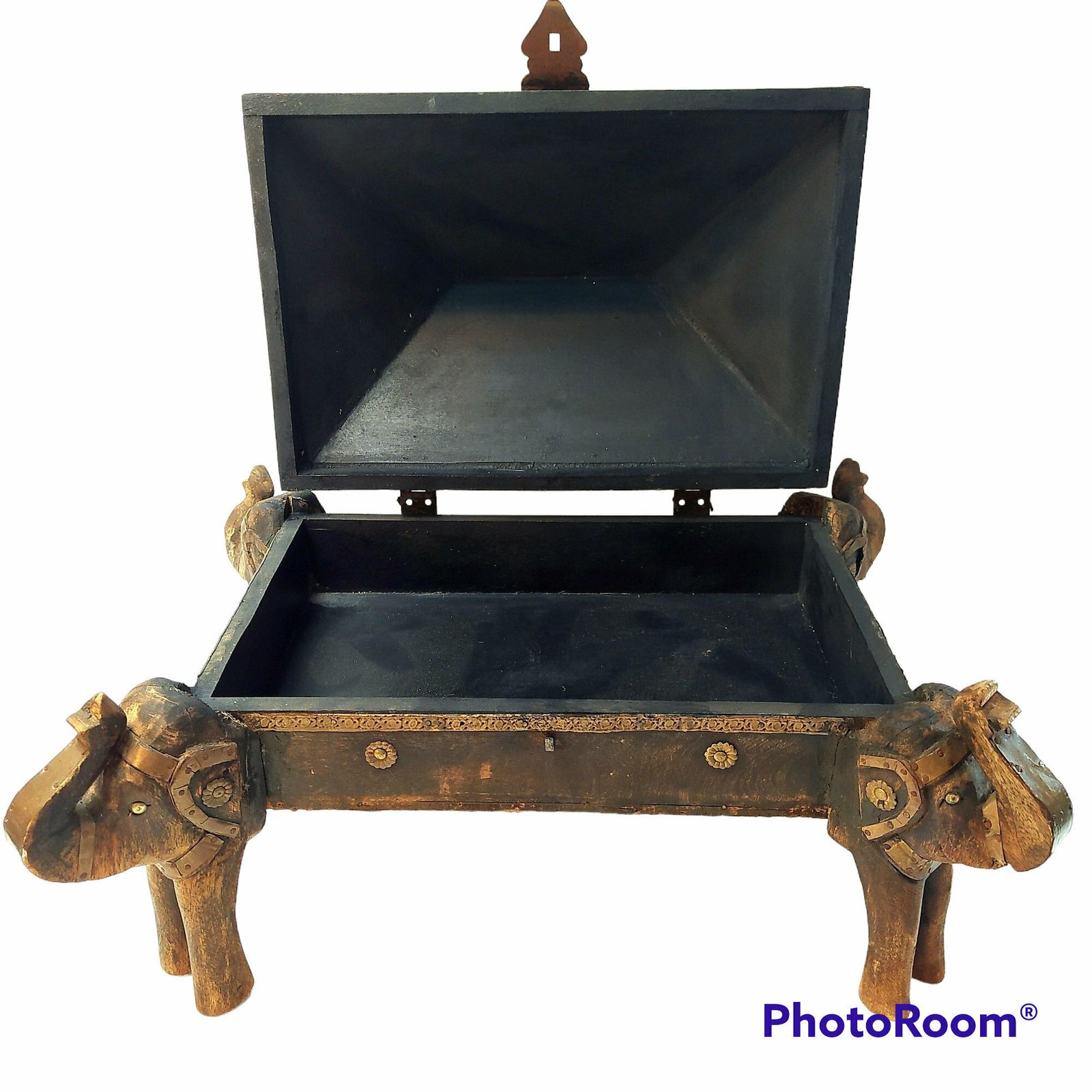 Vintage Carved Wood Jewelry Box,Made In India photo buy
