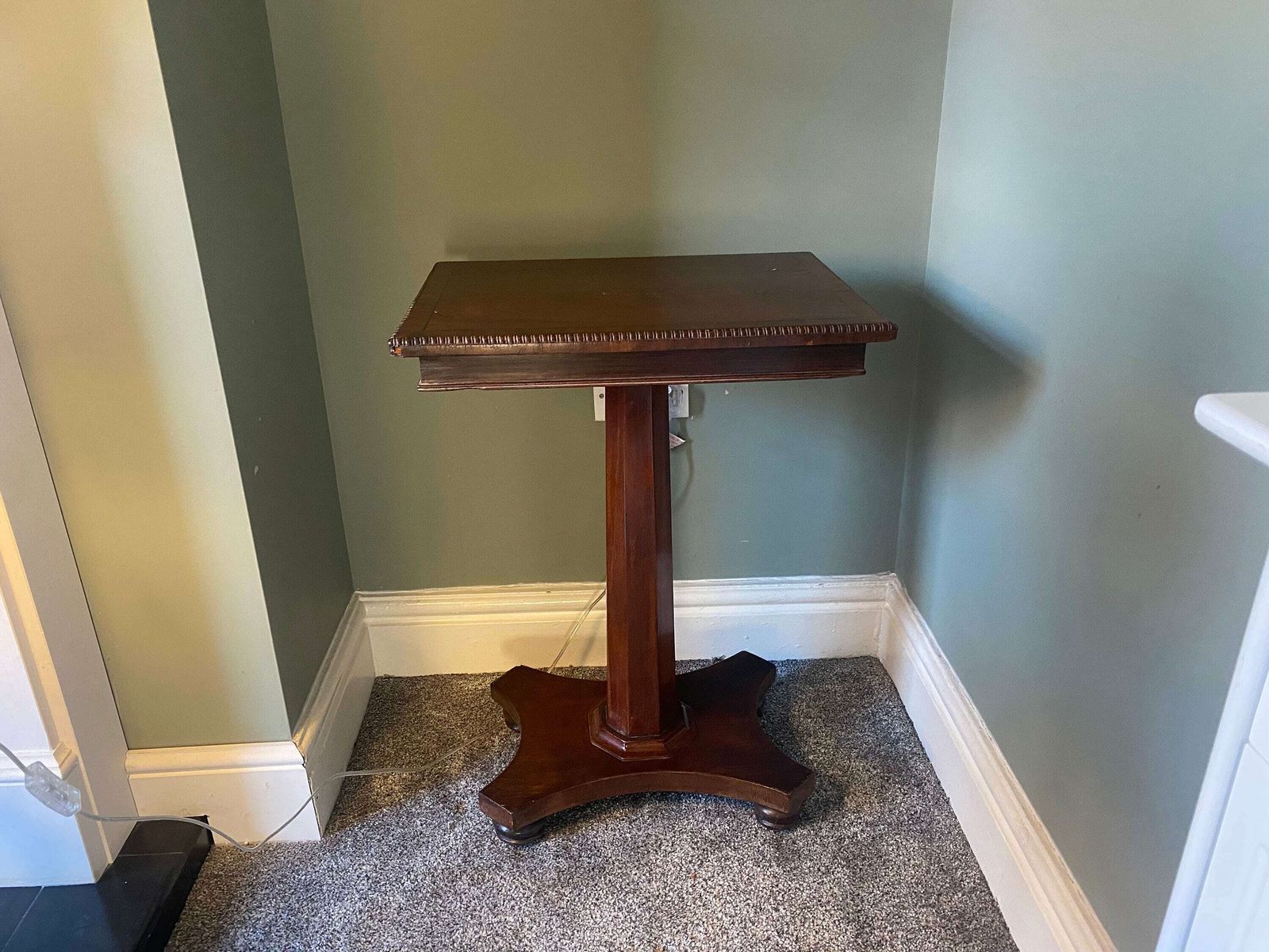 Antique Arts And Crafts Mahogany Side Table Wine Table With Detailed Table Top & Pedestal Base photo furniture