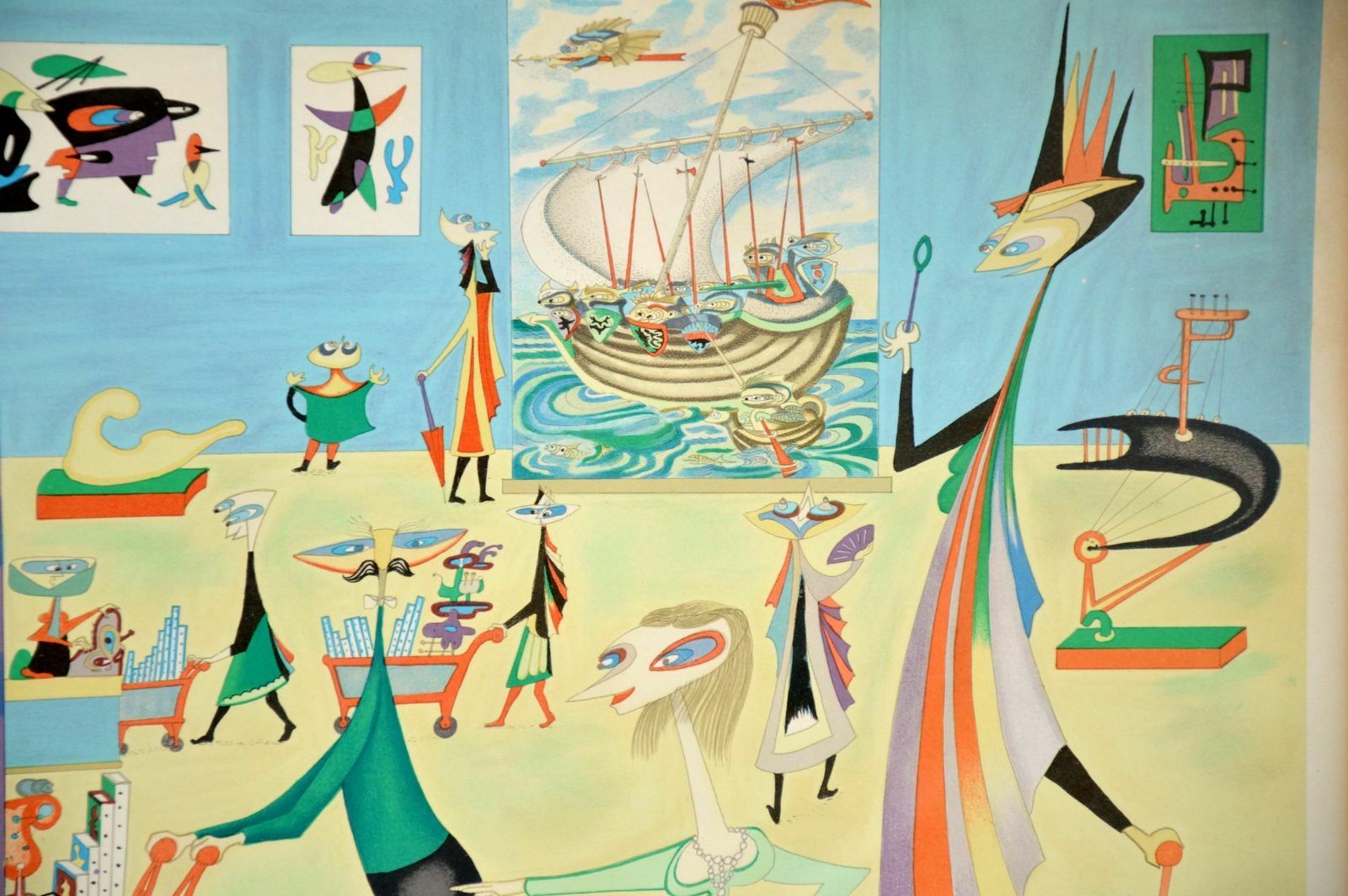‘Supermercado De Arte’ – Signed 1960’s Lithograph By Guillermo Silva photo Art