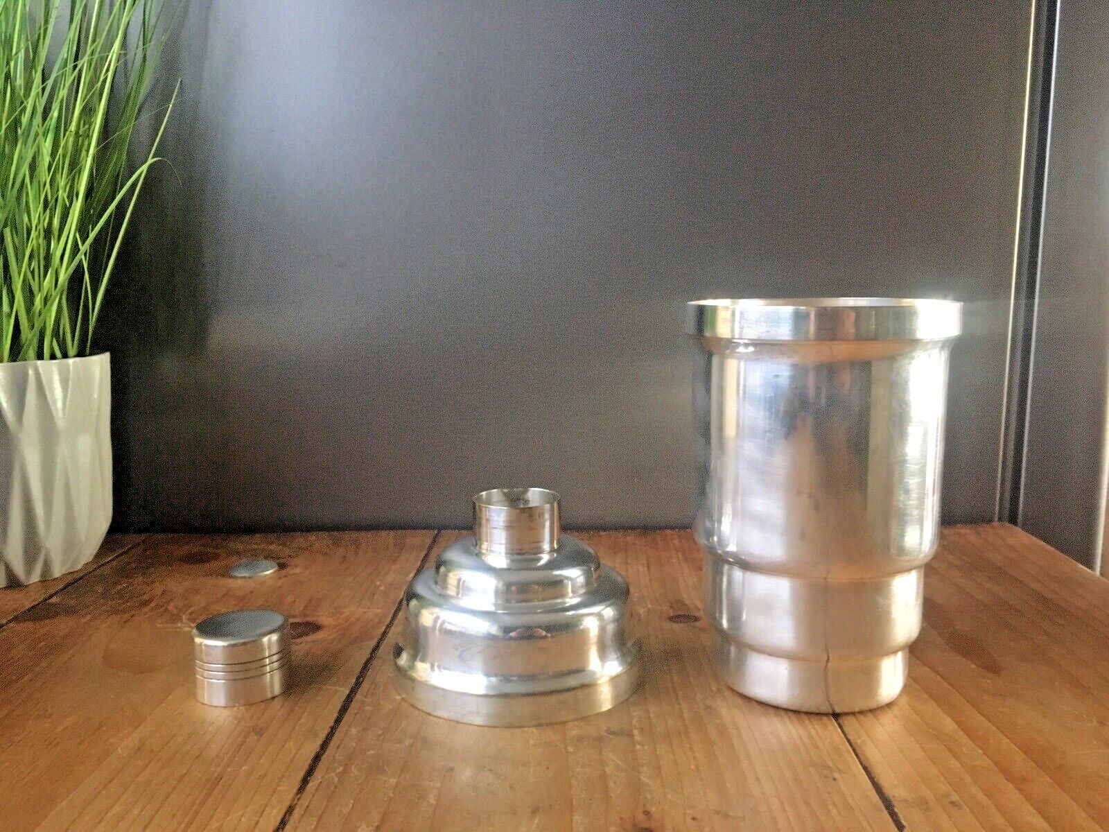 Superb French Antique Art Deco Stepped Silver Plated Cocktail Shaker Bar Cabinet photo vinterior