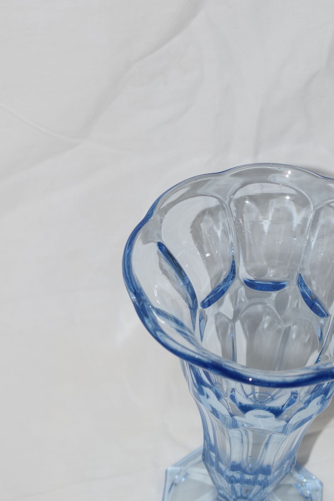 A Pale Blue Vintage Trumpet Pressed Glass Vase, Late 20th Century photo Home Decor