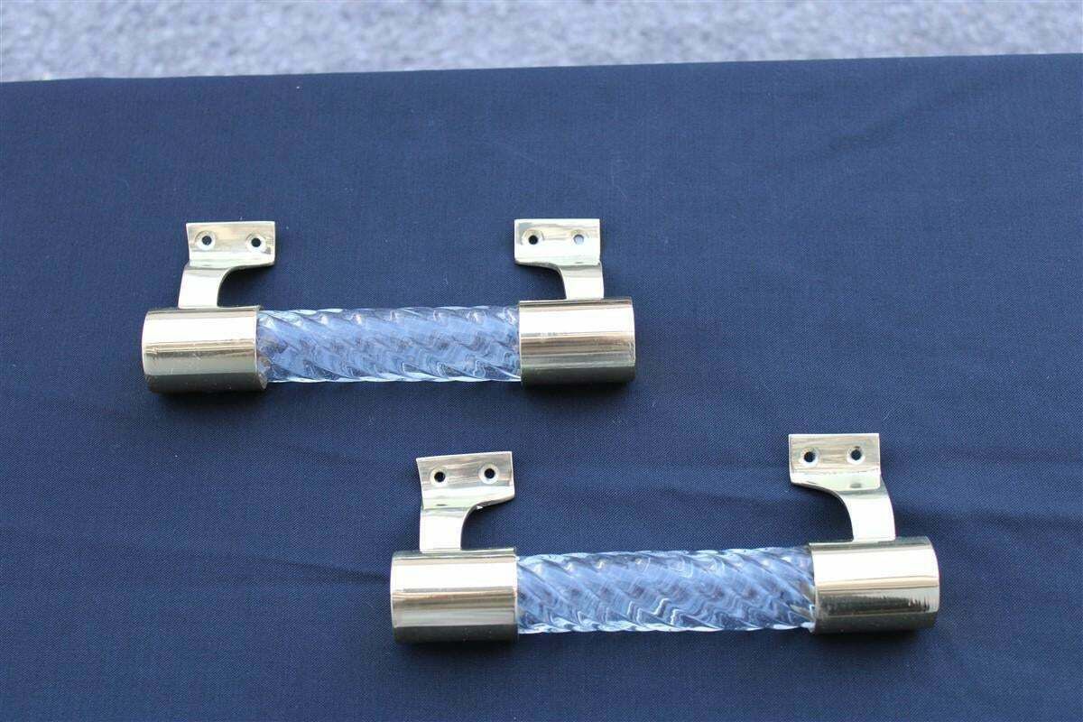 Pair Of Venini Handles In Murano Glass Torcello And Brass 1940s Gold photo buy