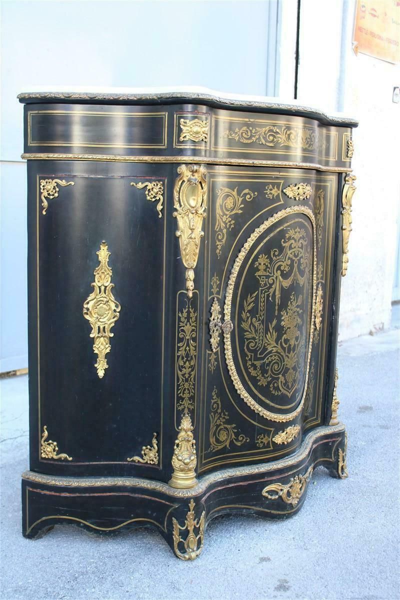 Black And Gold Cabinet Napoleon III 1860 France André Charles Boulle Marble Top photo furniture
