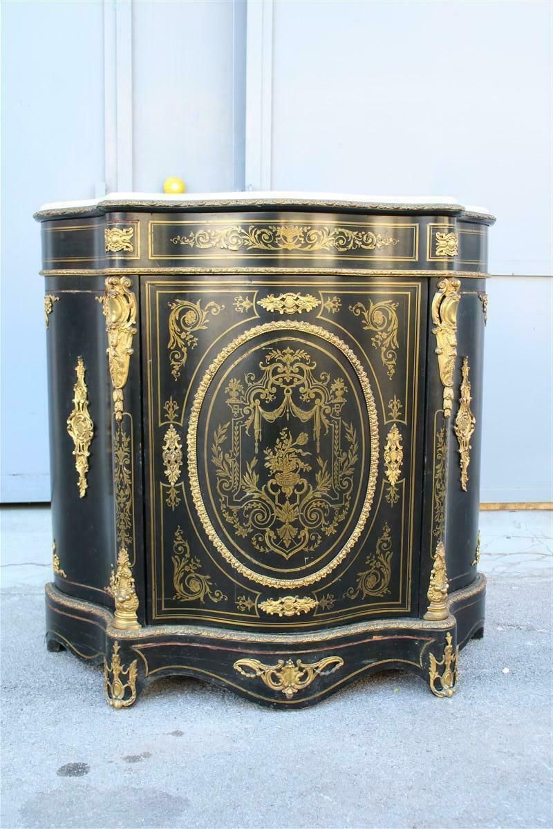 Black And Gold Cabinet Napoleon III 1860 France André Charles Boulle Marble Top photo buy