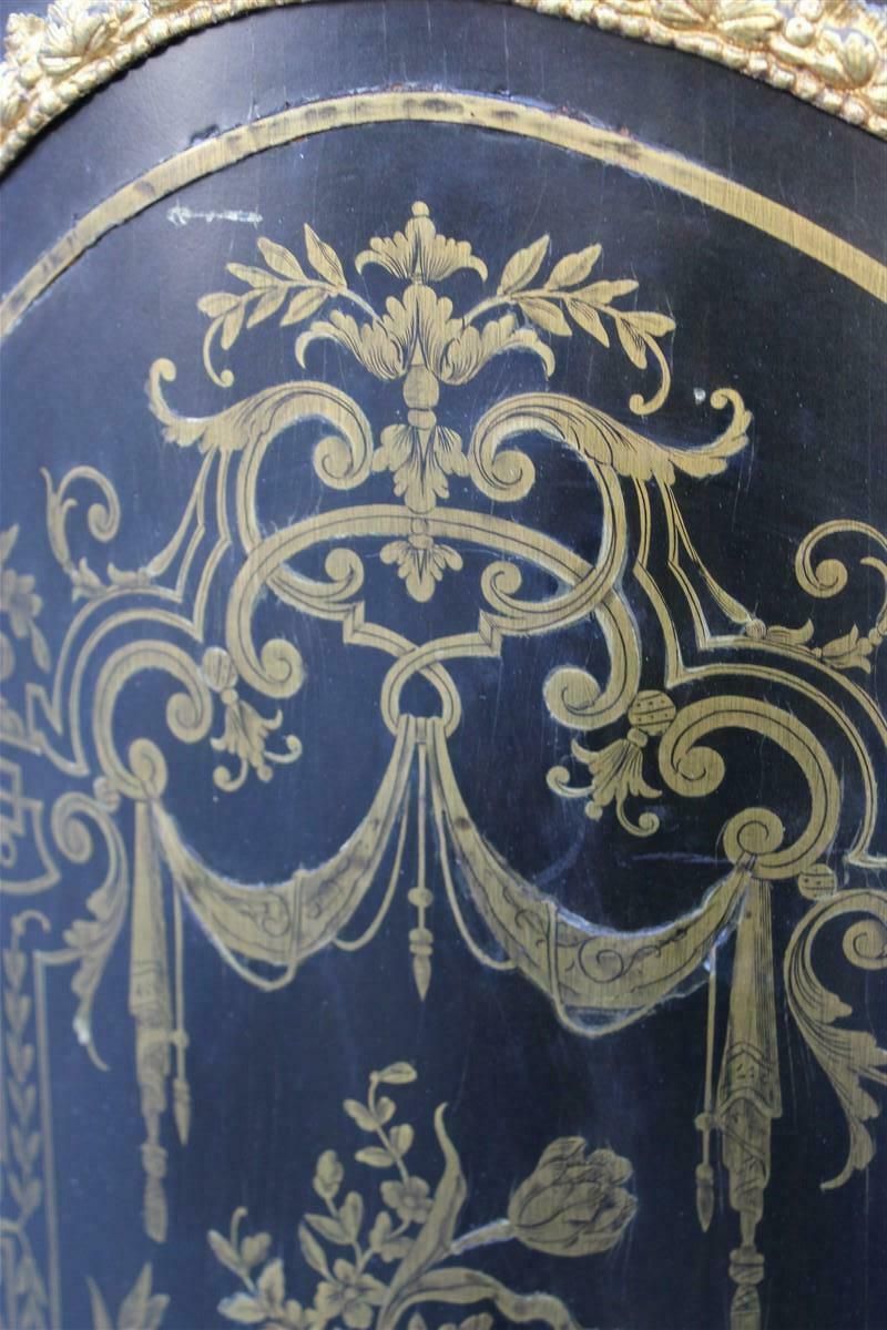 photo vintage Black And Gold Cabinet Napoleon III 1860 France André Charles Boulle Marble Top
