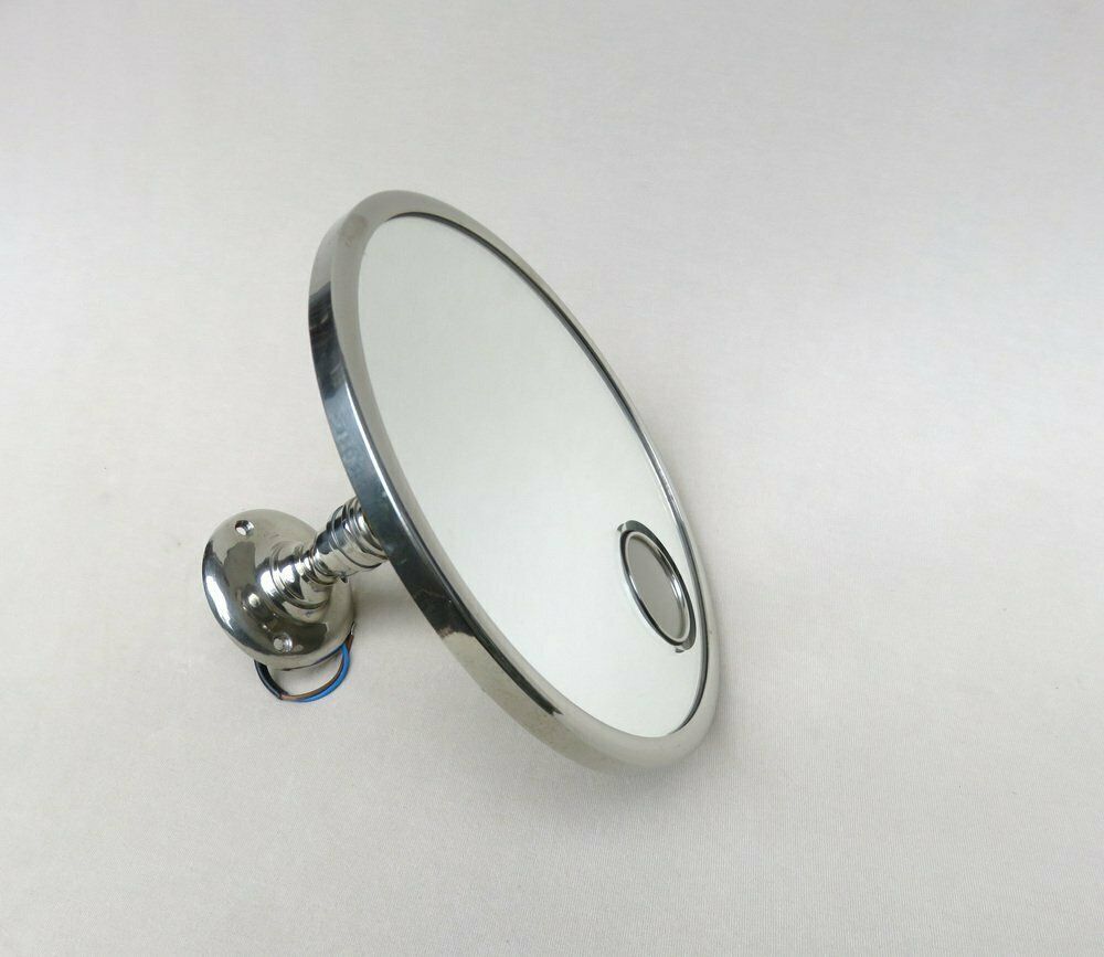 Wall Mirror In Nickel Plated From Le Mirophar Brot Déposé With Normal View, Art Deco, France