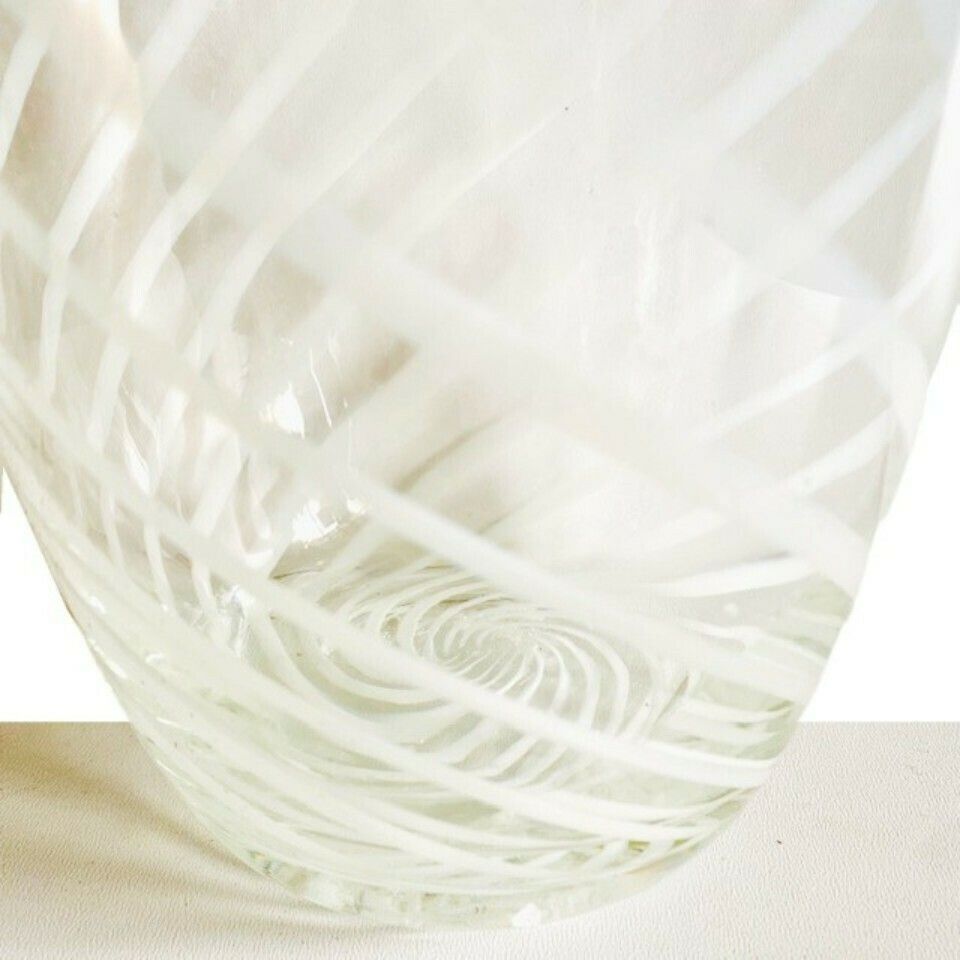 Vintage Glass Vase Murano 1950's Swirl White photo 65.0
