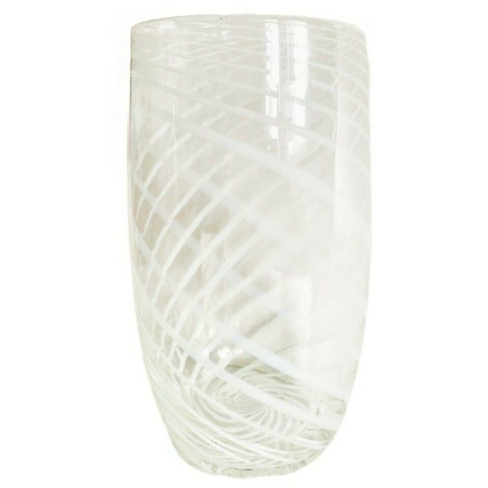 Vintage Glass Vase Murano 1950's Swirl White photo vinterior