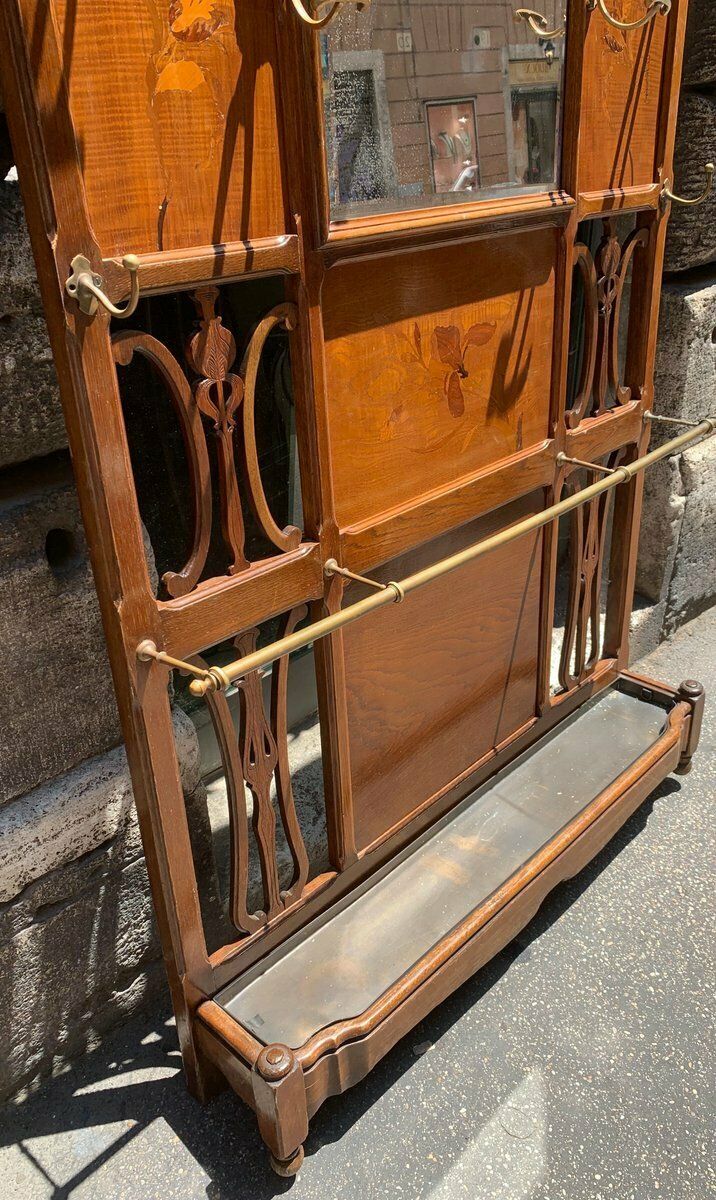 French Bronze, Acacia, And Walnut Coat Rack By émile Galle photo for sale