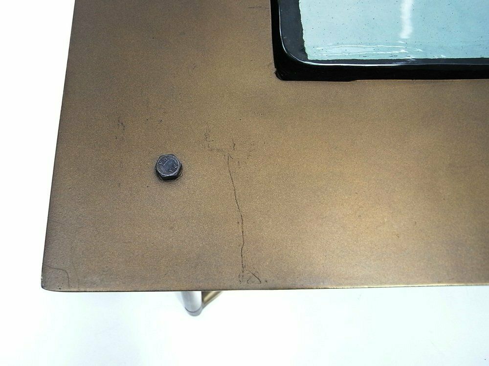 photo for sale Powder Coated Glass & Teak Inlay Coffee Table By Lambert For Gunter Lambert, 2010s