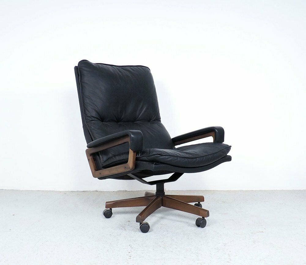 Black Leather King Chair By André Vandenbeuck For Strässle, 1960s photo 666.0