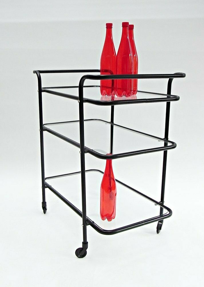 Ever Ready Bar Cart Made Of Powder Coating & Glass By Gunter Lambert photo vinterior