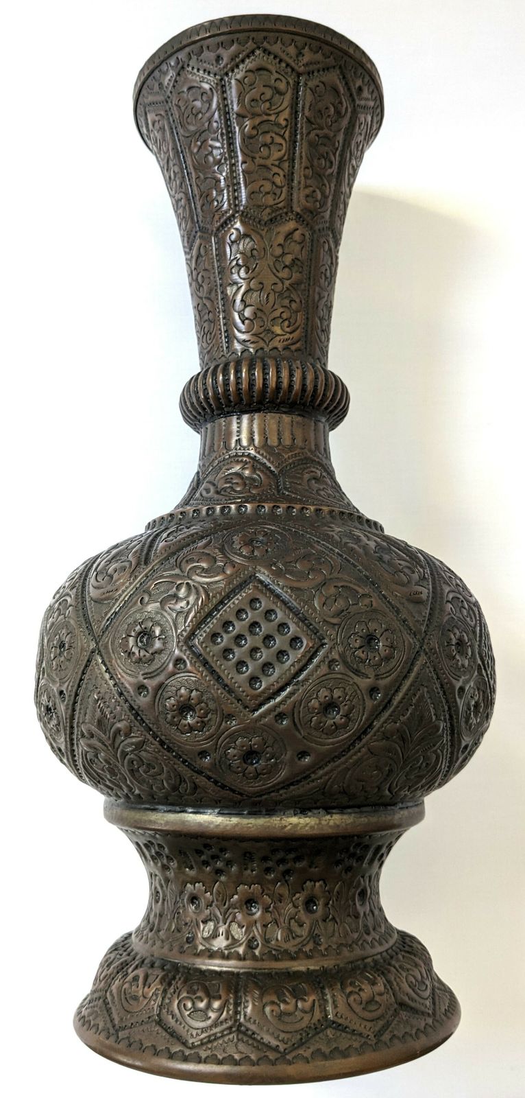 photo for sale Vintage Islamic Indian Copper Repousse Vase