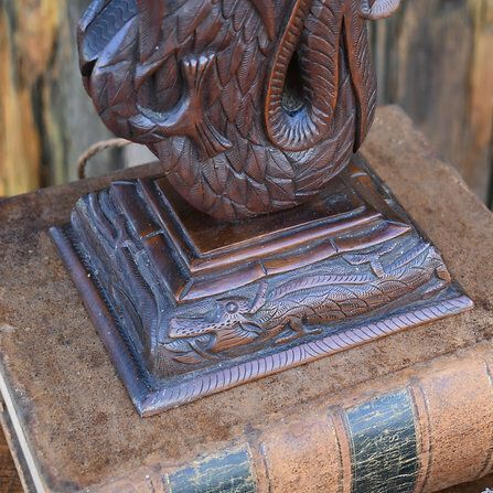 Antique Vintage Hand Carved Wooden Chinese New Year Dragon Table Lamp photo 165.0