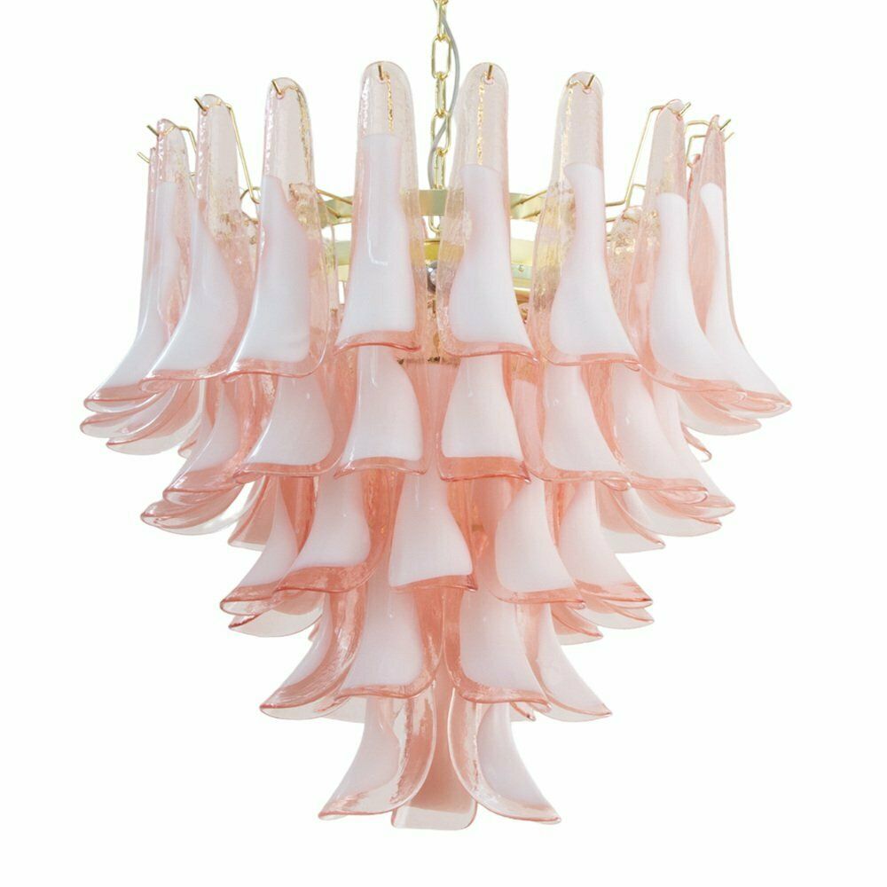 Petal Shaped Chandelier In Pink And White Murano Glass, Italy, 1990s photo 2582.0