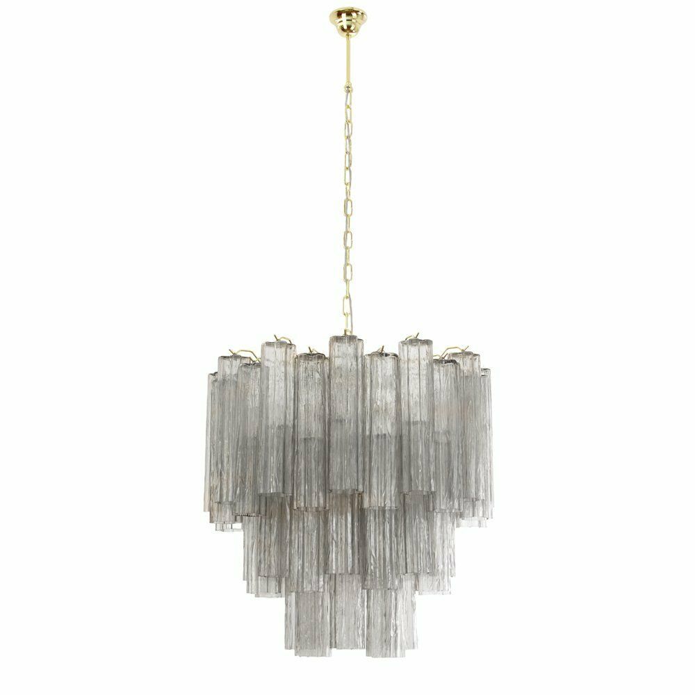 Tronchi Chandelier In Gray Murano Glass, 1980s