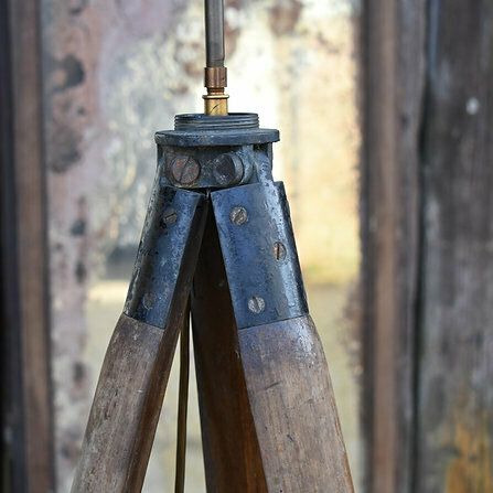 Antique 19th Century Mahogany Surveyor's Tripod Stand Light Standard Floor Lamp photo Lighting