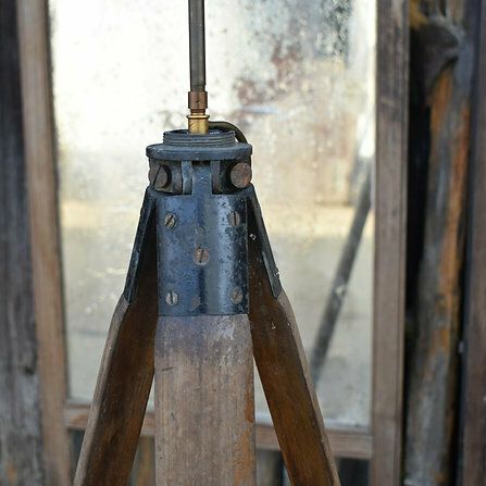 Antique 19th Century Mahogany Surveyor's Tripod Stand Light Standard Floor Lamp photo buy