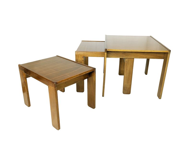 Set Of 3 Walnut Nesting Low Tables Mod. 777 By Afra & Tobia Scarpa For Cassina, 1967 photo furniture