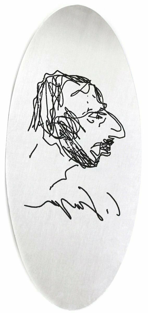 Oval Mirror With A Self Portrait Of Carlo Scarpa By Centro Duchamp Bologna For Simon Gavina, Italy