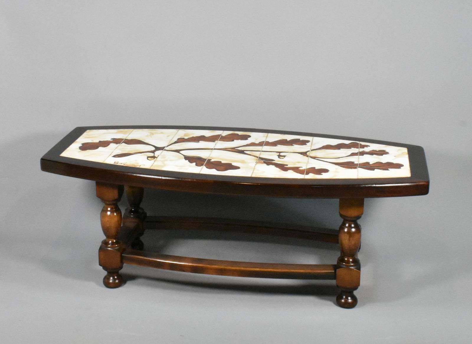 1970s French Designer Coffee Table With Tiled Signed Top photo Furniture