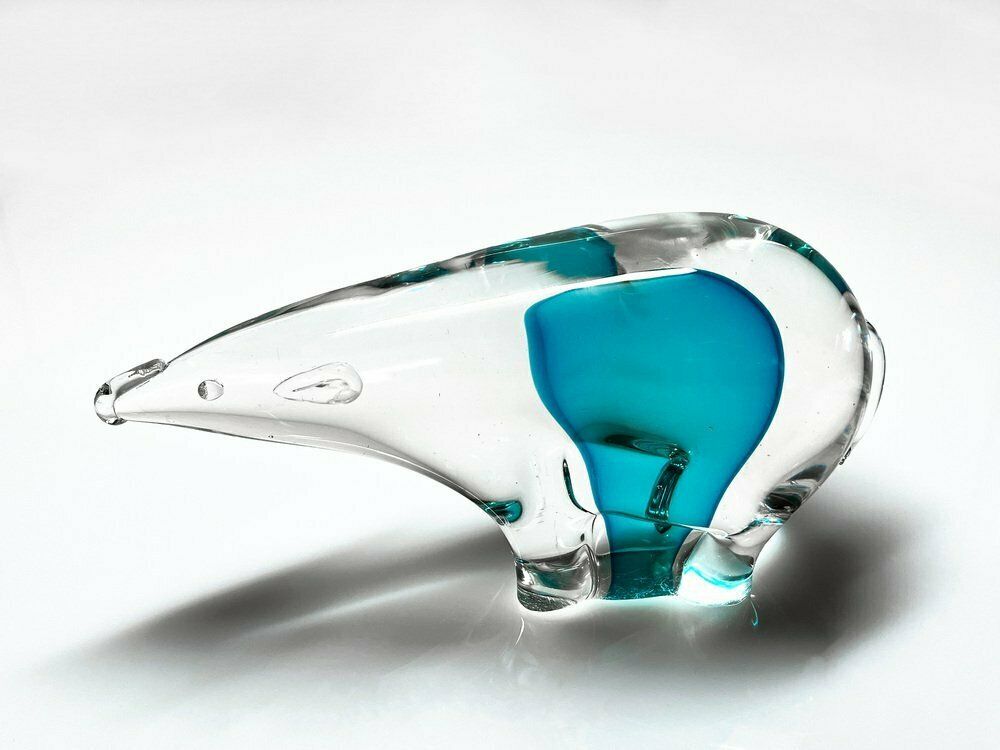 Tapir Figure In Sommerso Murano Glass By Ghisetti, Italy