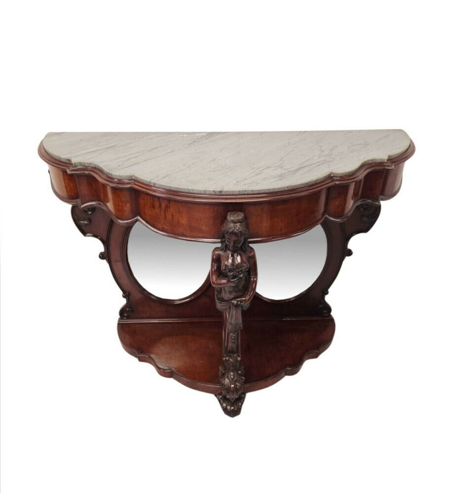 photo furniture A Very Rare And Impressive Pair Of Tall 19th Century Marble Top Country House Console Tables