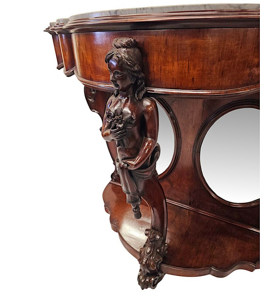 photo for sale A Very Rare And Impressive Pair Of Tall 19th Century Marble Top Country House Console Tables