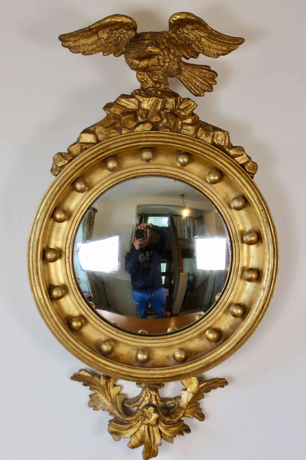 Convex Wall Mirror, 1800s, Antique