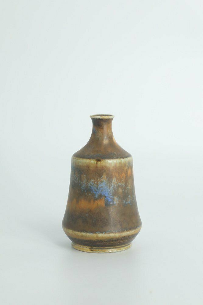 Small Mid Century Scandinavian Modern Collectible Brown Stoneware Vases By Gunnar Borg For Höganäs Ceramics, 1960s, Set Of 4 photo furniture