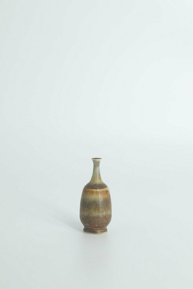 Small Mid Century Scandinavian Modern Collectible Brown Stoneware Vases By Gunnar Borg For Höganäs Ceramics, 1960s, Set Of 4 photo vintage