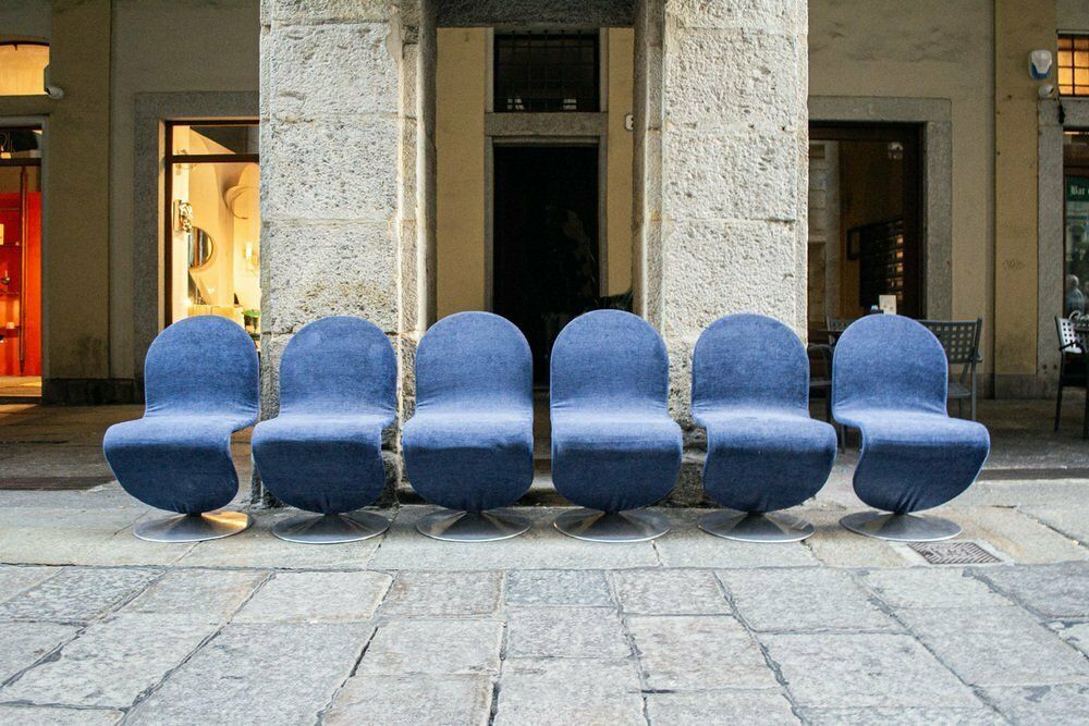 Sedie System 1 2 3 In Verner Panton Per Fritz Hansen, 1973, Set Of