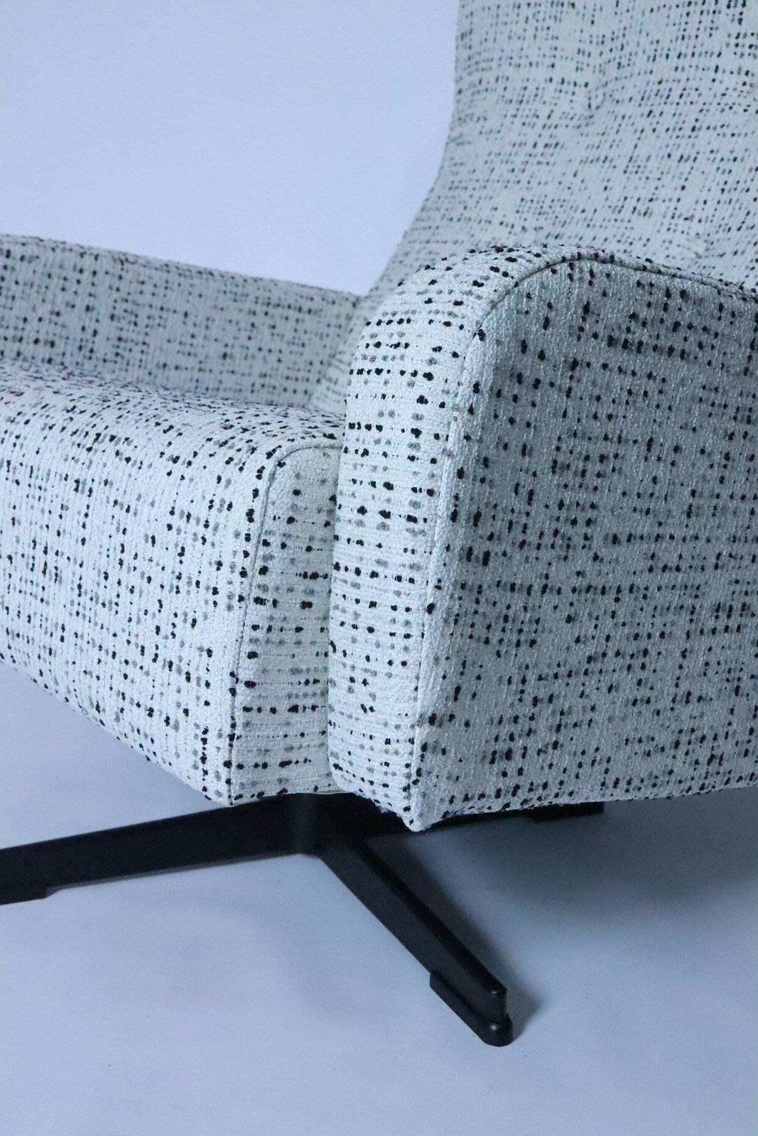 photo for sale Vintage Armchair Swivel Black & White Bouclé  Metal Leg Design Chairs