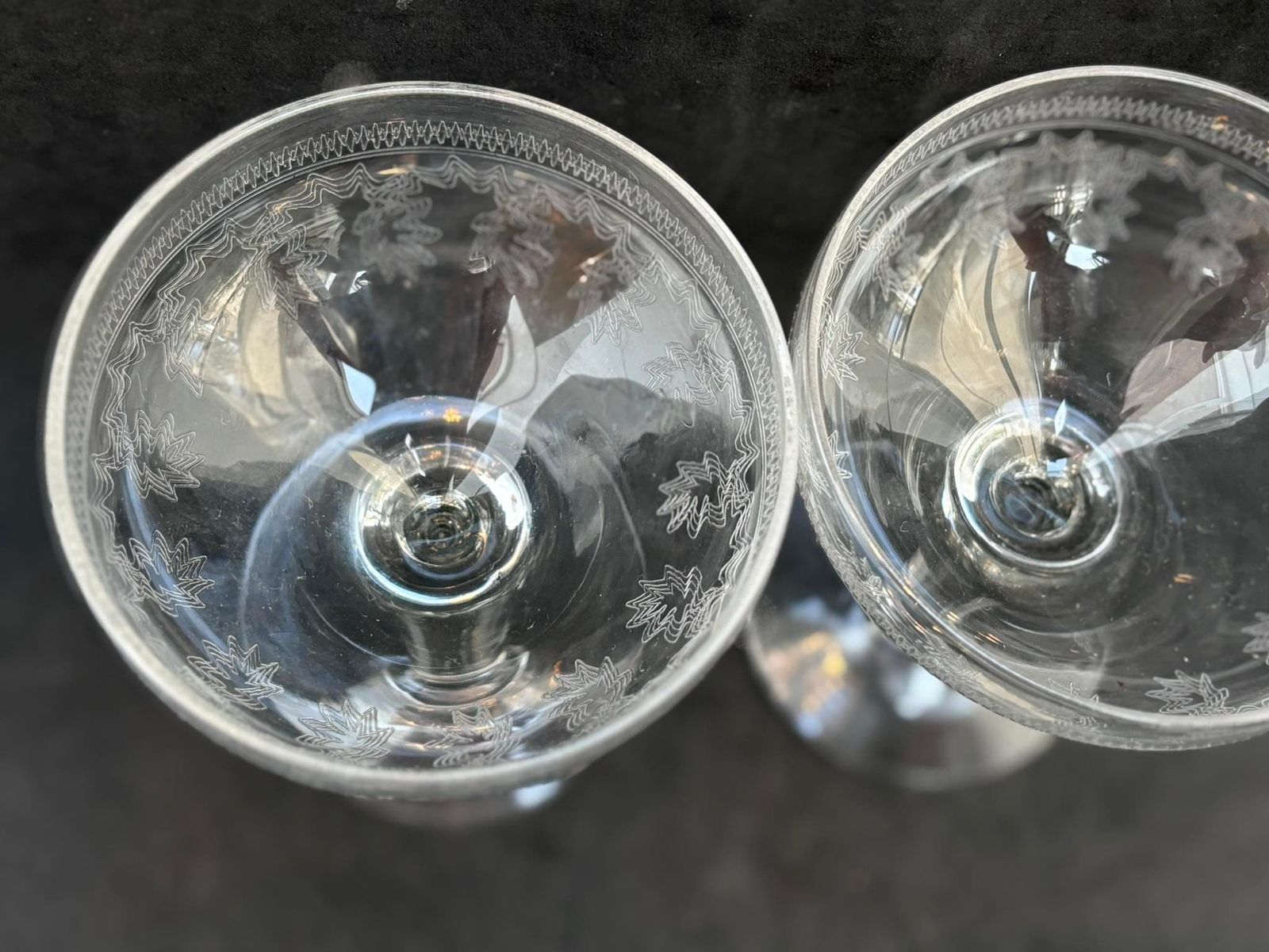 Champagne Coupes 2 Antique Crystal Cut Coupes 1920s French Set 2 Stem Bar Cart Decor Wedding Bartender Cocktail Glasses Gift Toast Wedding photo furniture