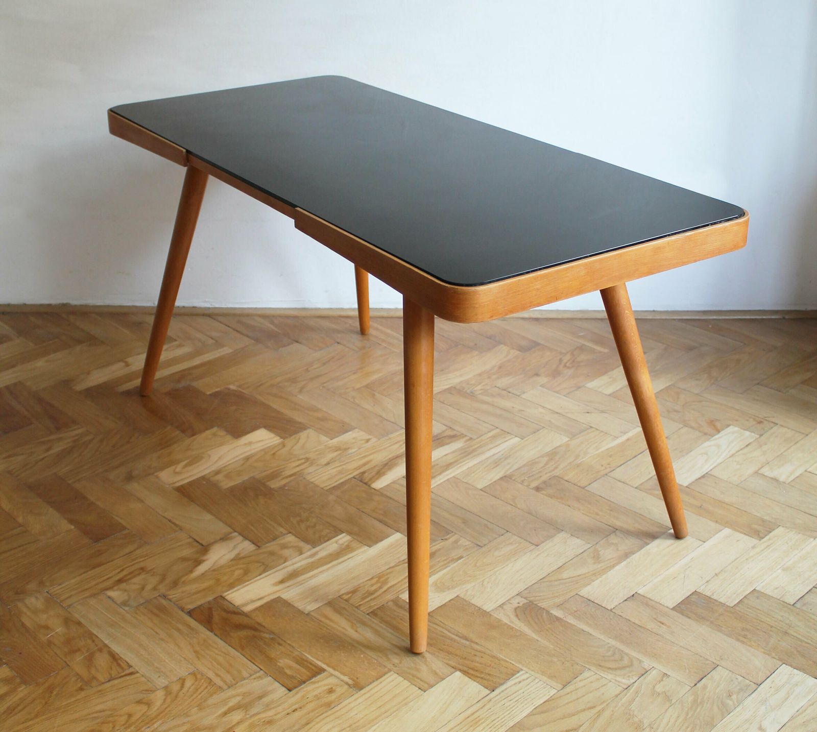1960's Mid Century Coffee Table With A Black Opaxite Glass By Jiri Jiroutek photo buy