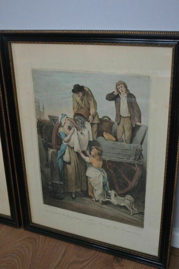 Pair Antique Cries Of London Etchings photo Art
