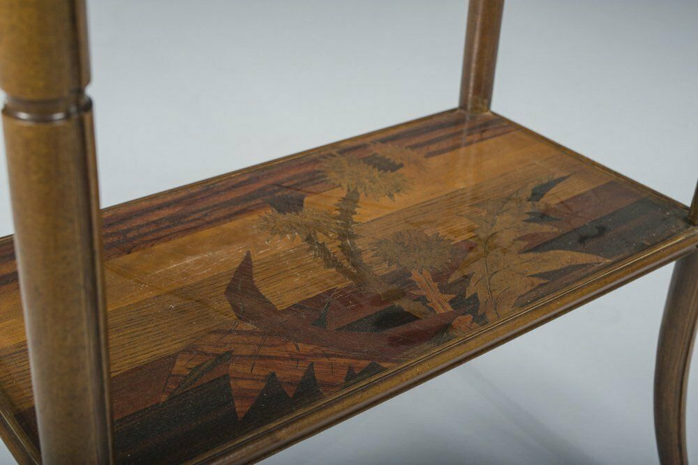 French Art Nouveau Inlaid Table By Emile Galle, 1900s photo buy