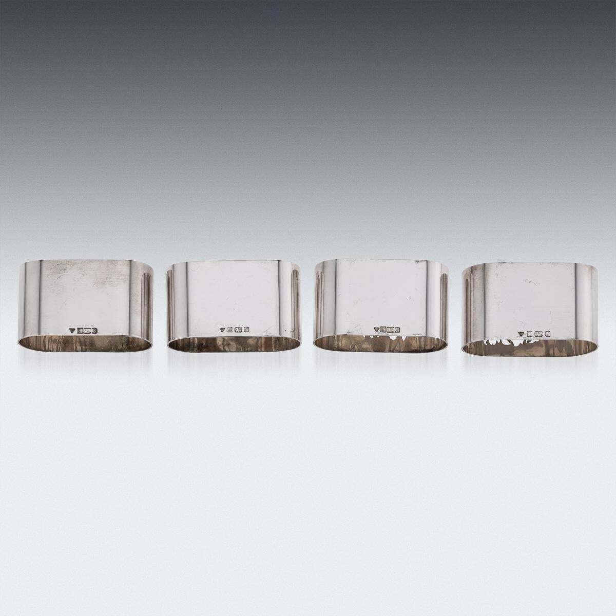 20th Century Solid Silver Hunting & Fishing Napkin Holders, Garrard, C.1985 photo vintage