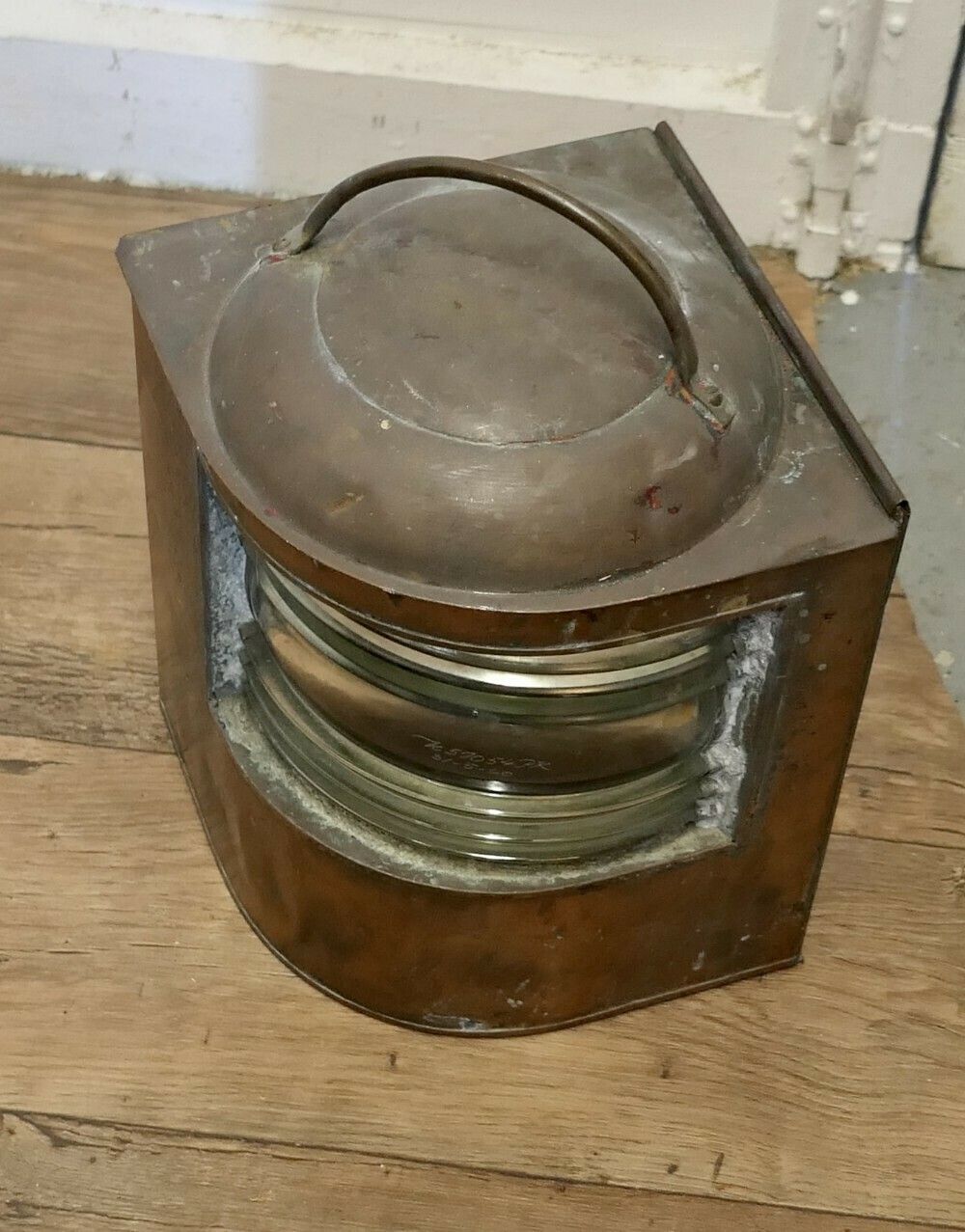 Well Weathered Ships Copper Navigation Light. photo for sale