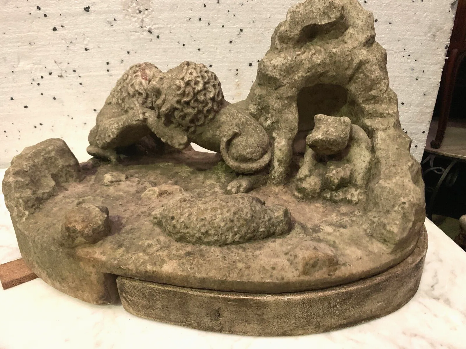 Sculpted Marble Group (Lion Fight) 20th Century