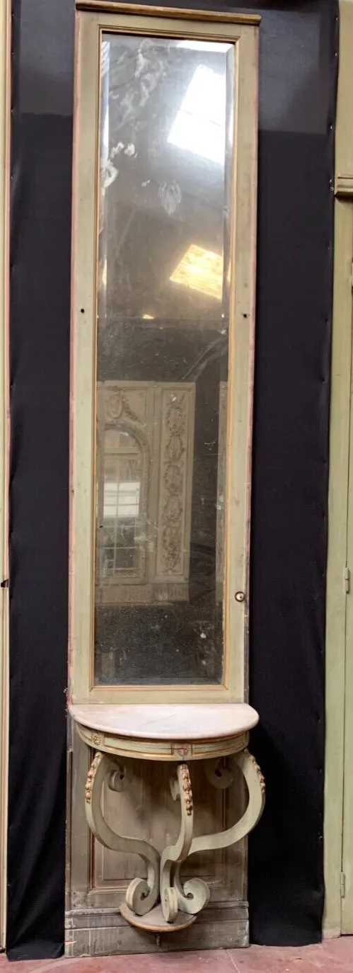 Napoleon III Style Mirror And Woodwork Console In 19th Century Patinated Wood photo 1869.97