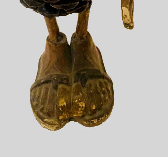 photo for sale Folk Art Country Character Wooden Head And Feet. 20th Century.