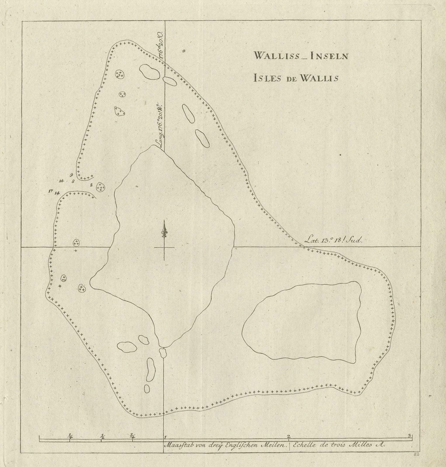 Antique Map Of The Wallis And Futuna Islands, French Overseas Territory, 1778 photo for sale